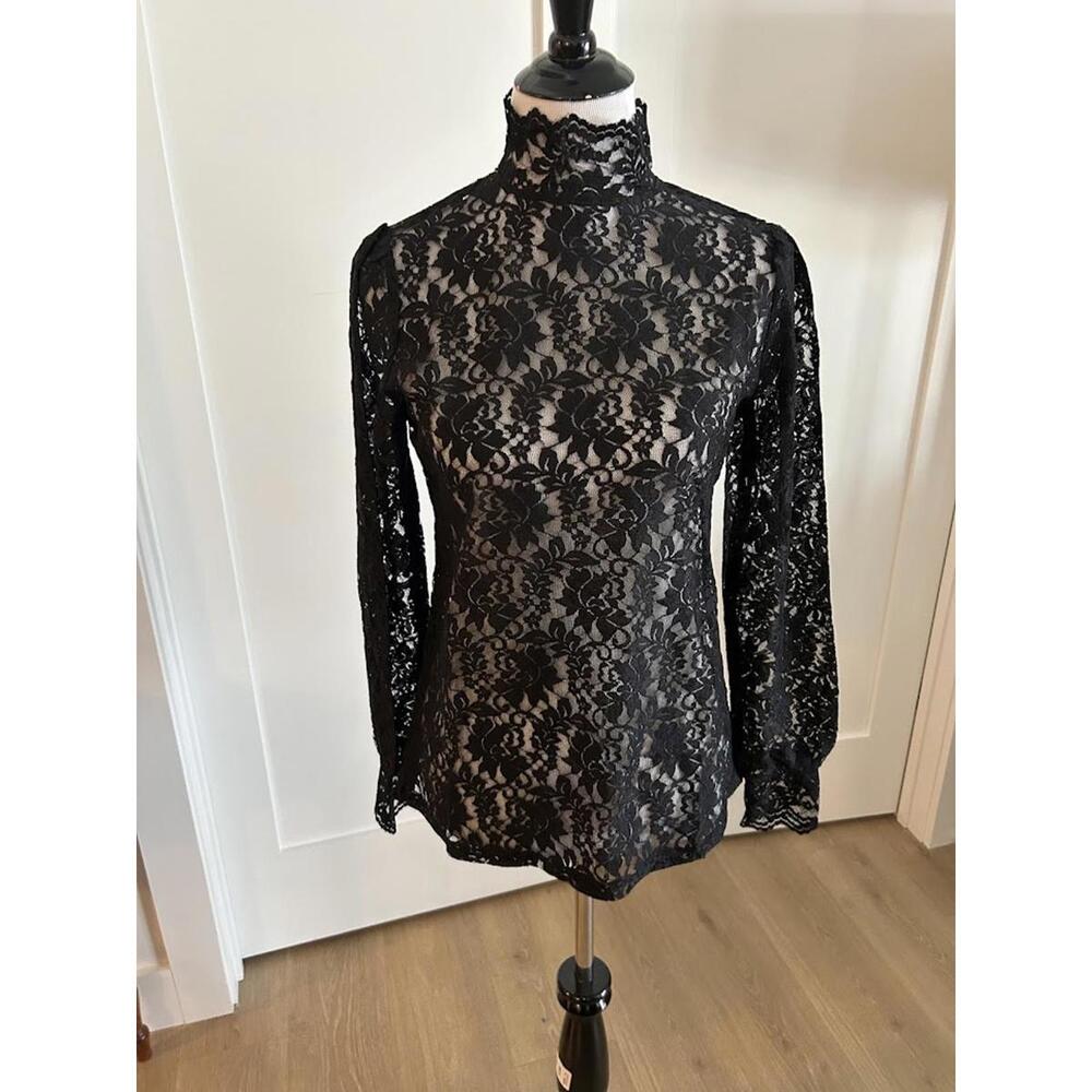 Black stretch Lace Shirt Size‎ M